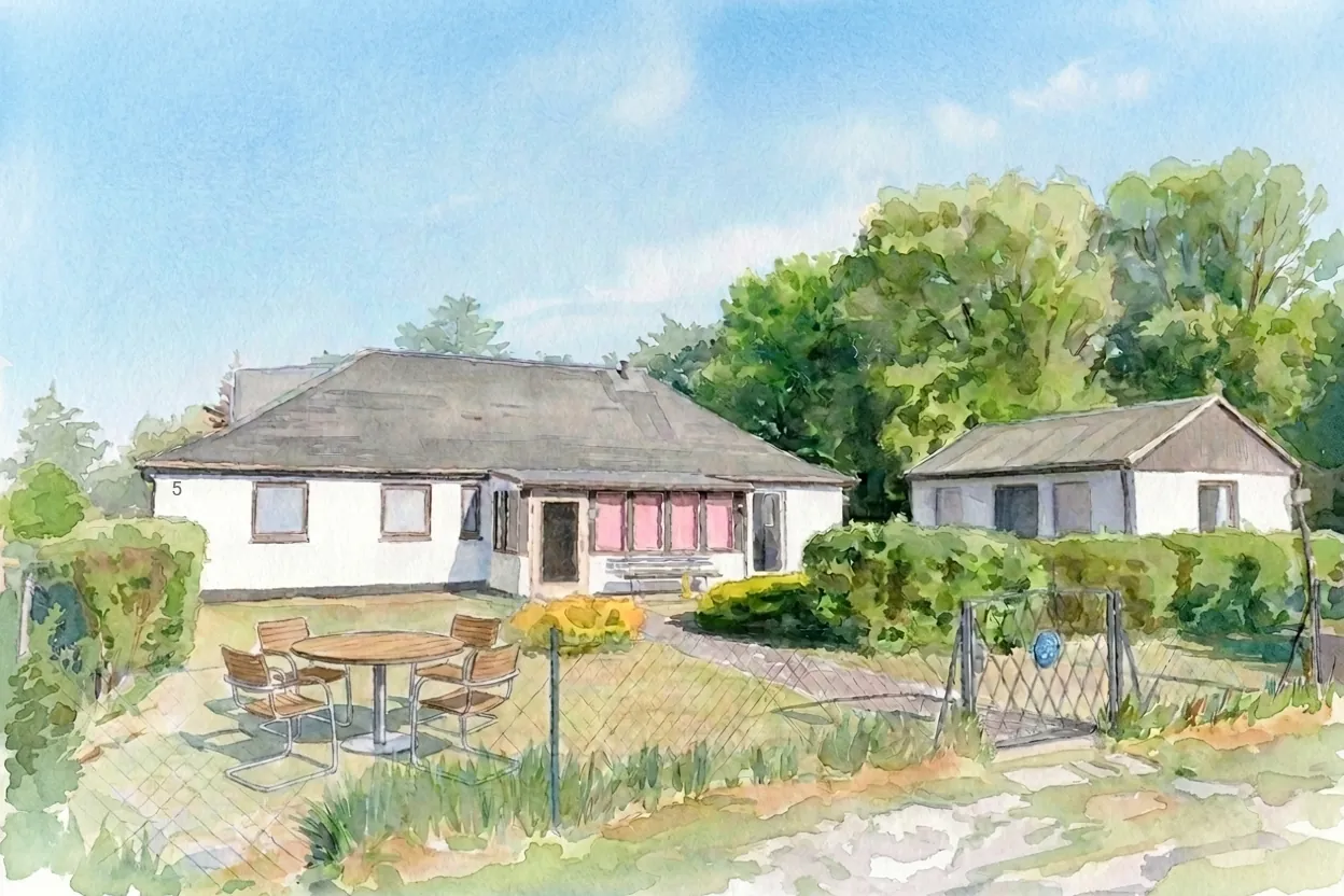 Strandhaus an der Düne – Aquarell